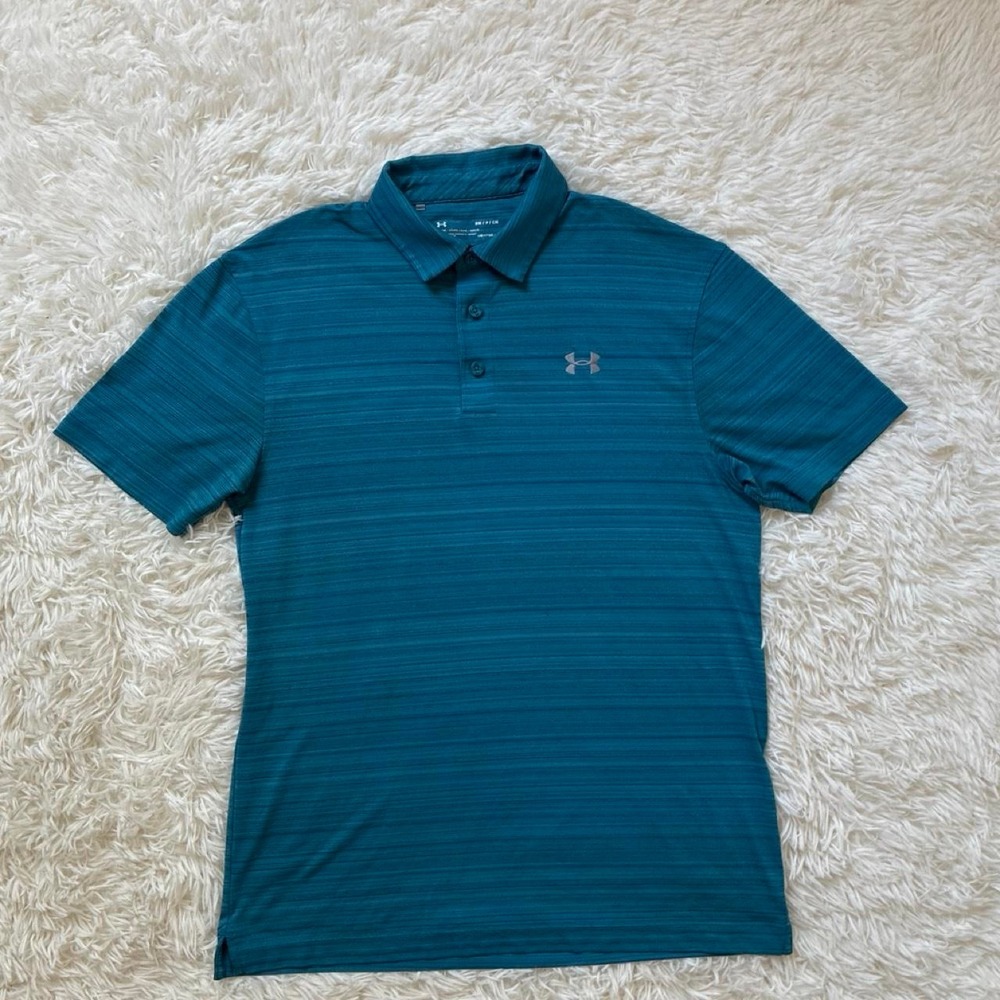 Under Armour Heat Gear Golf blue shirt summer breathable fabric
